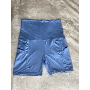 SOLD—Light Blue Maternity Bike Shorts with Pockets NWOT